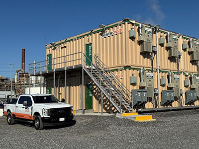 Two-Story Stair with Platform for Stacked Blast-Resistant Modular Multiplex
