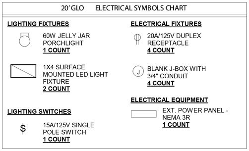 Electrical symbols legend for the 20-foot container office layout